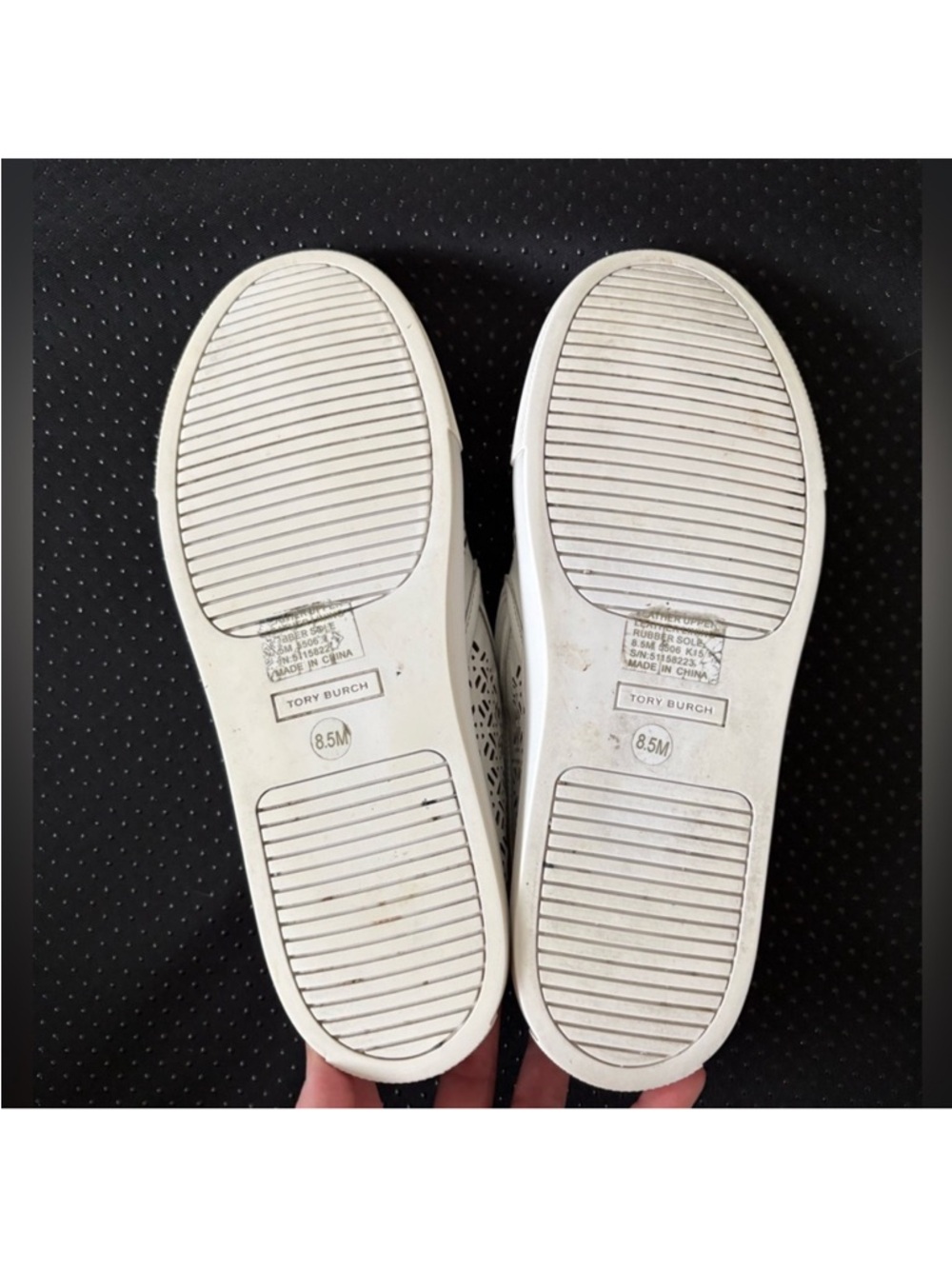 Tory Burch Lennon Laser Cut Slip-On Sneakers White Leather 8.5 - Picture 7 of 7